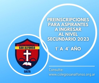 Preinscripción 1° a 4° Año  Nivel Secundario 2023